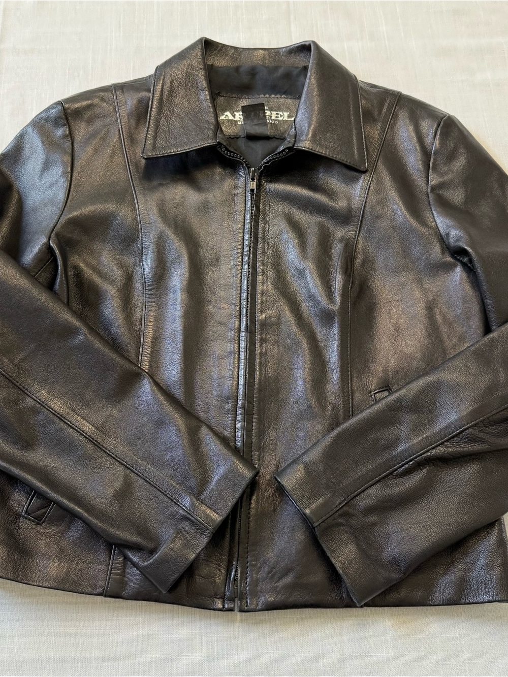 ARTPEL Black Classic Leather Jacket Zip Up Soft Size S - Picture 5 of 9